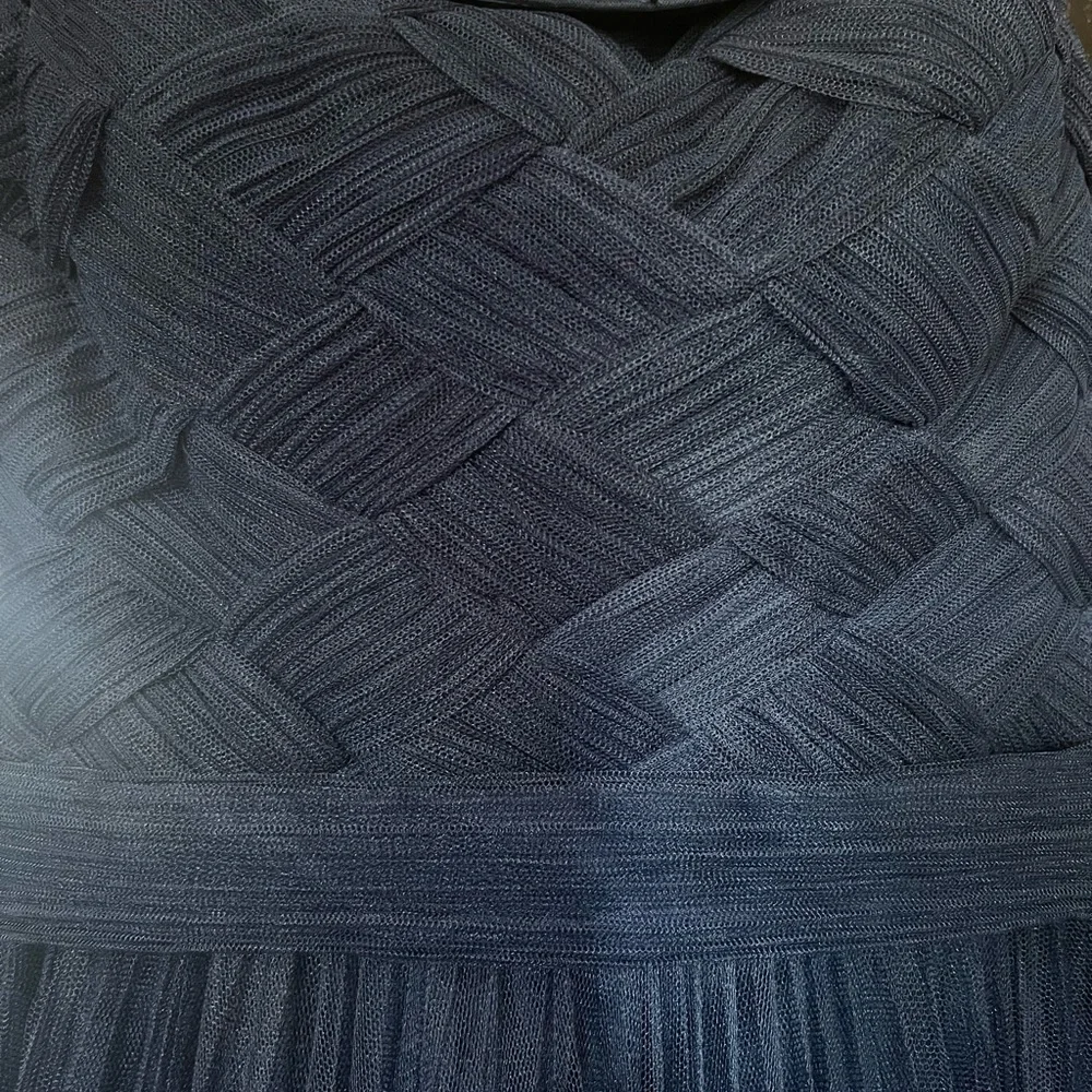 Chic Navy Blue Maxi Dress with Embellished Neckline - Picture 3 of 7